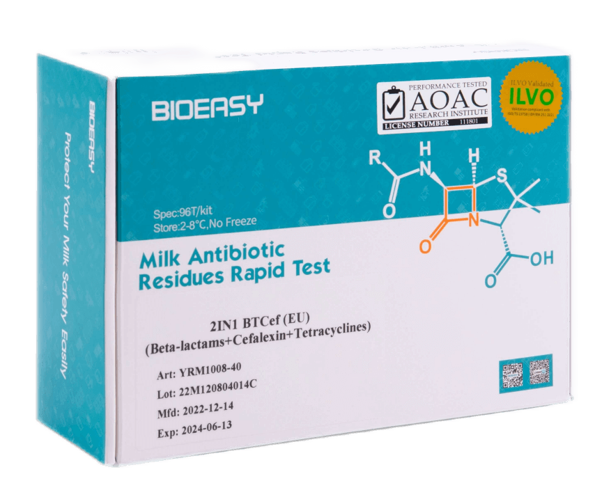 Bêta-lactames + céfalexine + tétracyclines Test rapide pour le lait